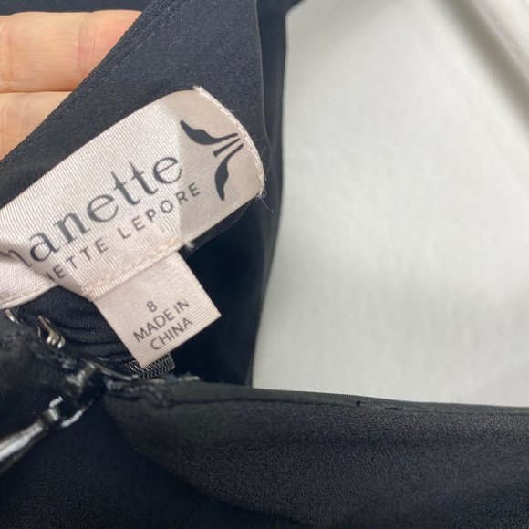 Nanette Lepore Cap Sleeve Midi Sheath Dress Black 8 - Picture 10 of 10